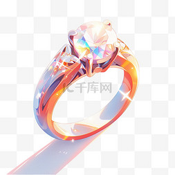 炫彩玻璃质感图片_3D炫彩钻戒戒指玻璃质感透明物品