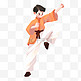 扁平卡通亚运会运动人物男孩正在表演武术