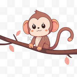 树枝上猴子图片_树枝上玩耍的卡通猴子手绘元素