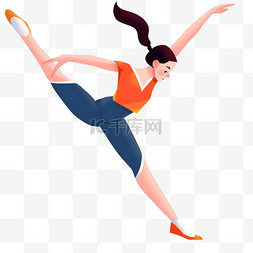 扁平卡通亚运会运动人物女子体操