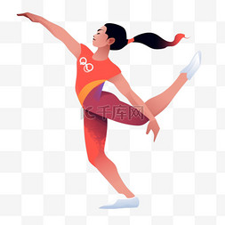 女子体操图片_扁平卡通亚运会运动人物一女子体