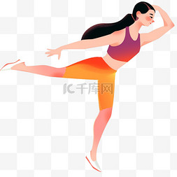 女子体操图片_扁平卡通亚运会运动人物女子正在