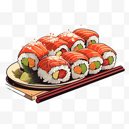 引爆味蕾图片_扁平风日式寿司美味味蕾美食插画
