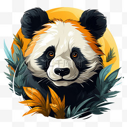 野生动物熊猫扁平风动物宠物插画