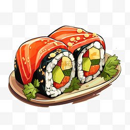 扁平风美味味蕾美食日式寿司插画