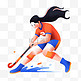 扁平卡通亚运会运动人物一个女孩在打曲棍球