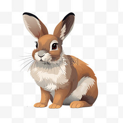 扁平风野生动物宠物兔子动物插画