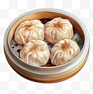 包子水彩风美食佳肴特色食物美味