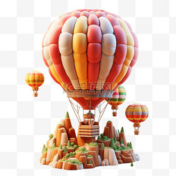 热气球积木像素风格纸雕艺术乐高