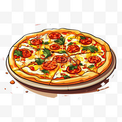 扁平风披萨美食美味味蕾插画食物