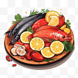 花生碎美味图片_红焖虾扁平风美食美味味蕾插画食
