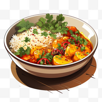 盖浇饭扁平风美味美食食物味蕾插画元素