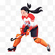 扁平卡通亚运会运动人物女子在打曲棍球