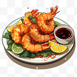 引爆味蕾图片_红焖大虾扁平风美食美味味蕾插画