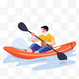 划艇图片_扁平卡通亚运会运动人物男子正划