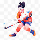 扁平卡通亚运会运动人物一女子正打曲棍球