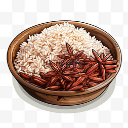 佳肴美酒图片_水彩风美食米饭稻米佳肴特色食物