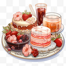 特色蛋糕图片_蛋糕甜品水彩风美食佳肴特色食物