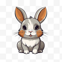 扁平风兔子图片_扁平风野生动物宠物动物插画兔子