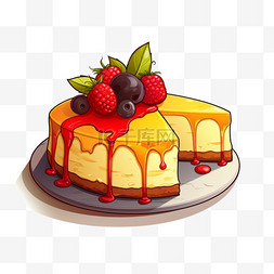 扁平扁平插画图片_扁平风美食蛋糕食物美味味蕾插画