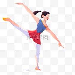 体操运动会图片_扁平卡通亚运会运动人物一个女孩