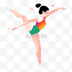 体操谢幕图片_扁平卡通亚运会运动人物一个女孩