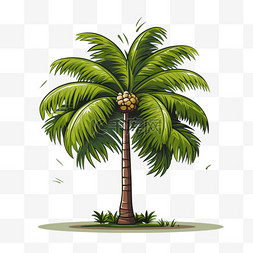 扁平椰子树图片_扁平植物椰子树绿色清新绿植淡雅