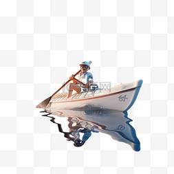 3D亚运会运动员锻炼划船小船比赛