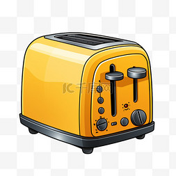 黄色面包机图片_面包机扁平黄色家电常见电器