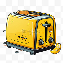 黄色面包机图片_扁平黄色家电面包机常见电器