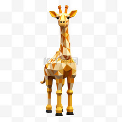 长颈鹿3D黄色动物像素风积木乐高