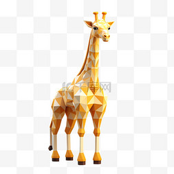 3D黄色动物像素风积木长颈鹿乐高