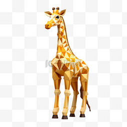 3D黄色动物长颈鹿像素风积木乐高