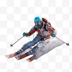 在雪上滑行图片_3D雪上运动滑雪亚运会运动员锻炼