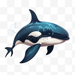 生动的鱼图片_扁平动物可爱生动虎鲸卡通绘本