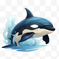 扁平动物卡通图片_扁平动物虎鲸可爱生动卡通绘本