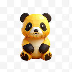 乐高动物熊猫像素风积木3D黄色动