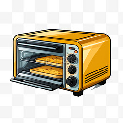 隔层式烤箱图片_扁平黄色烤箱微波炉家电常见电器