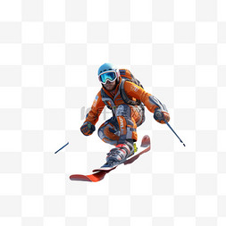 3D亚运会运动员滑雪雪上运动锻炼