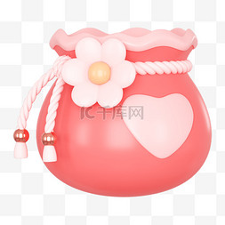 C4D七夕爱心福袋粉色立体3D情人节5