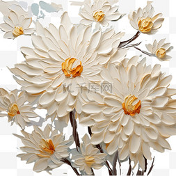 油画风格植物风景画菊花装饰美观