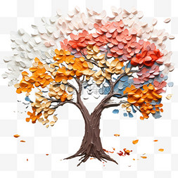 油画秋天图片_油画风格植物风景画装饰树木秋天
