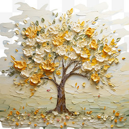 油画风格植物风景画树木装饰美观