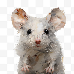 油画老鼠仓鼠风格动物可爱装饰画