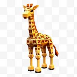 3D长颈鹿黄色动物像素风积木乐高