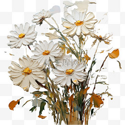 鲜花赞扬图片_油画风格植物风景画装饰美观鲜花