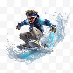 3D亚运会运动员锻炼比赛滑雪男孩