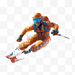 3D亚运会运动员锻炼滑雪雪上运动