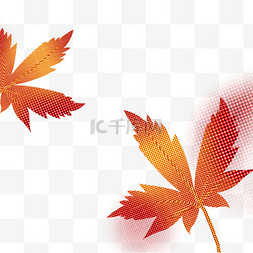 秋天节气图片_半色调秋季落叶枫叶彩色半调
