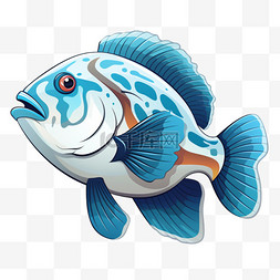 扁平小鱼海洋动物可爱生动卡通绘